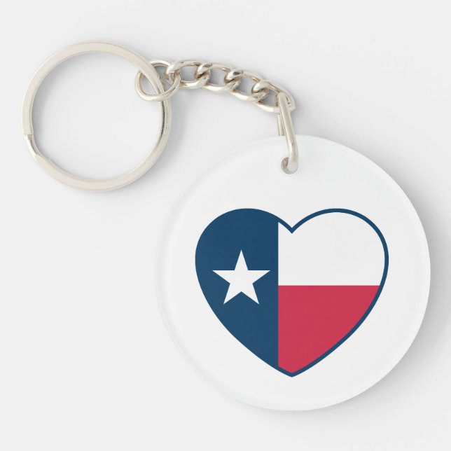 Porte-clefs Symboles du Texas, Drapeau du Texas, Cœur (Devant)