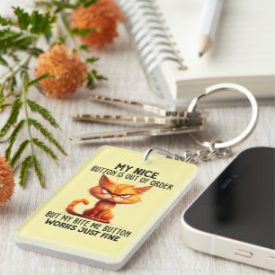 Porte-clefs Sympa chat sarcastique bouton