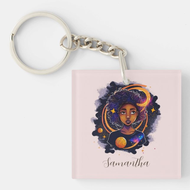 Porte-clefs Système solaire Afro Femme (Devant)