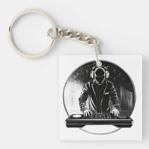Porte-clefs T-Shirt avec logo de DJ sans visage minimaliste