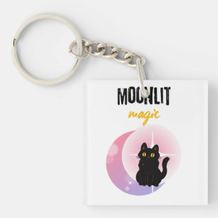 Porte-clefs T-shirt Chat Noir Magie Lunaire Céleste Mignon