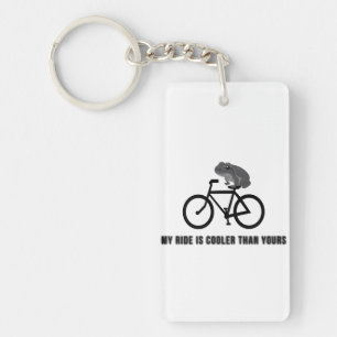 Porte-clefs T-shirt drôle de grenouille à vélo   Animal de cyc