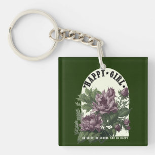 Porte-clefs T-shirt fleuri Happy Girl