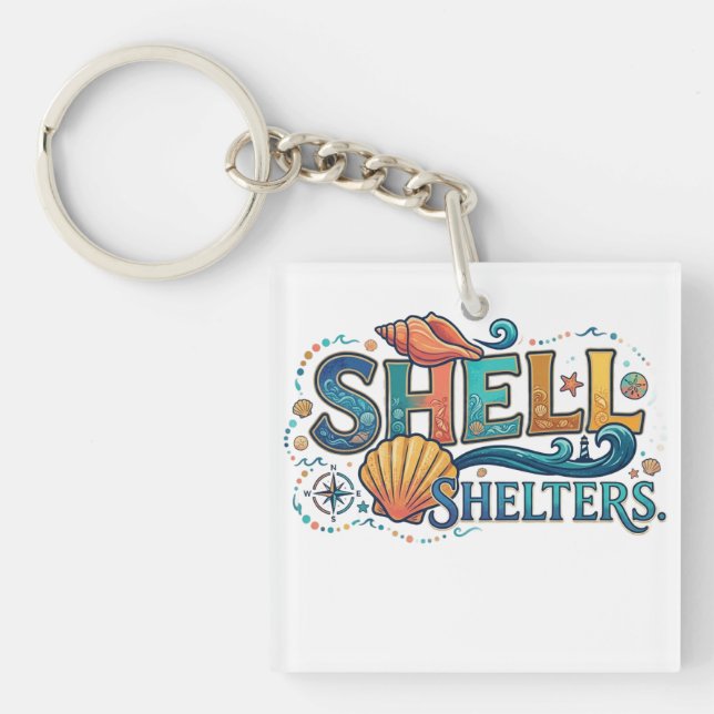 Porte-clefs T-Shirt Graphique Shell Shelters – Nature Côtière (Devant)