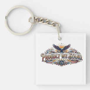 Porte-clefs T-shirt patriotique « Fièrement nous sommes debout