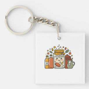 Porte-clefs T-shirt pour amateur de nourriture avec un pot à c