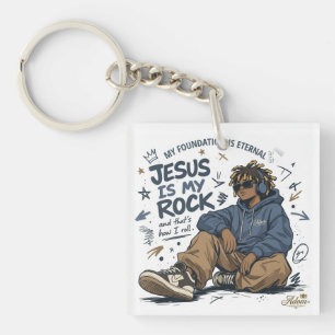 Porte-clefs T-shirt pour femmes ADOM "Jésus est mon roc"