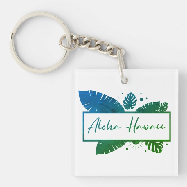 Porte-clefs T-shirt vert Aloha Hawaii (Devant)