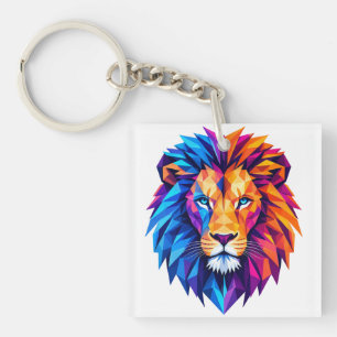 Porte-clefs T-Shirt Vibrant Art Lion Géométrique