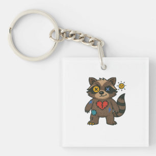Porte-clefs T-shirt Voodoo Raccoon — Méfaits Réparés