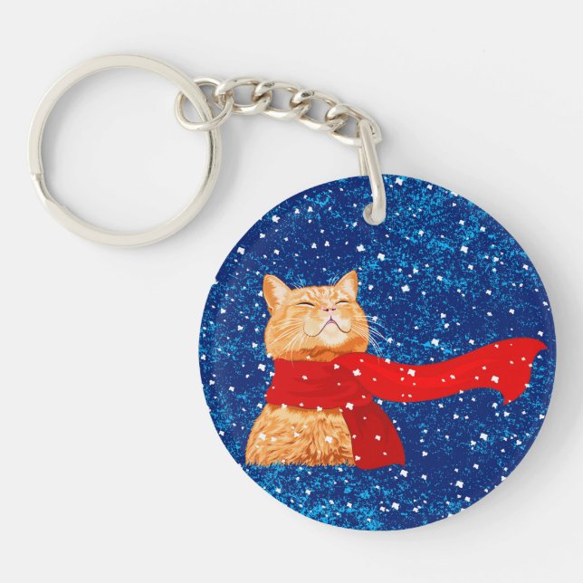 Porte-clefs Tabby aime la neige (Devant)