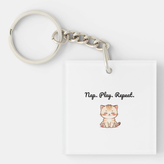 Porte-clefs Tabby Cat Keychain – Cozy Cartoon Accessory for Ca (Devant)