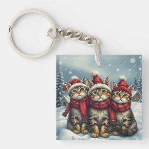 Porte-clefs Tabby Cats en hiver de l'avant-garde et hiver Casq