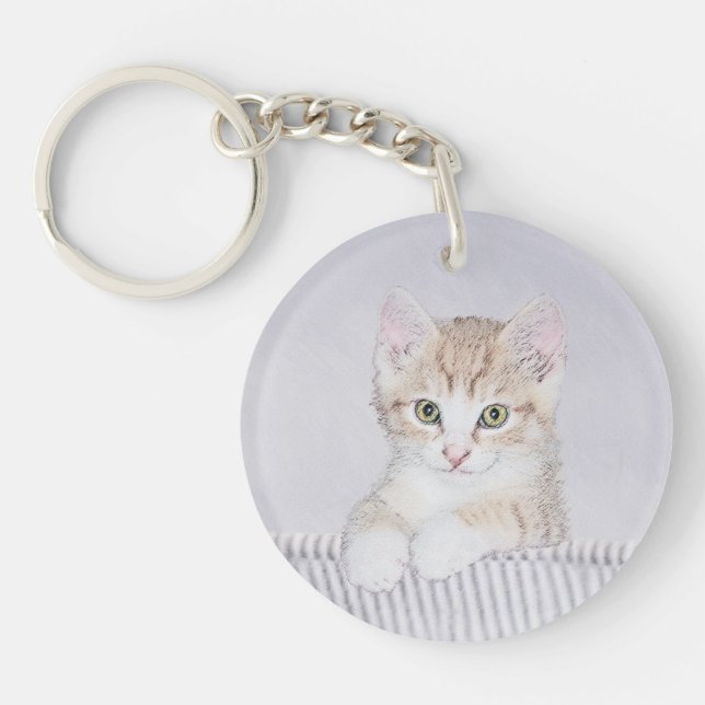 Porte-clefs Tabby Orange Kitten Peinture - Art Chat original (Devant)