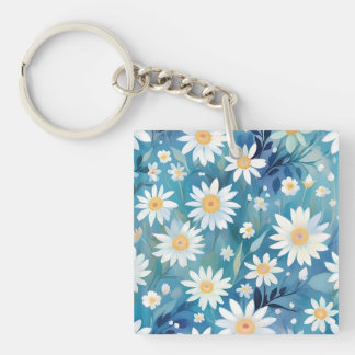 Porte-clefs Tableau avec fleurs blanches
