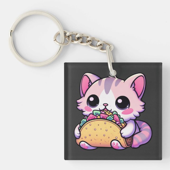 Porte-clefs Taco Chat Delight - kawaii, tacos, chats, mignonne (Devant)