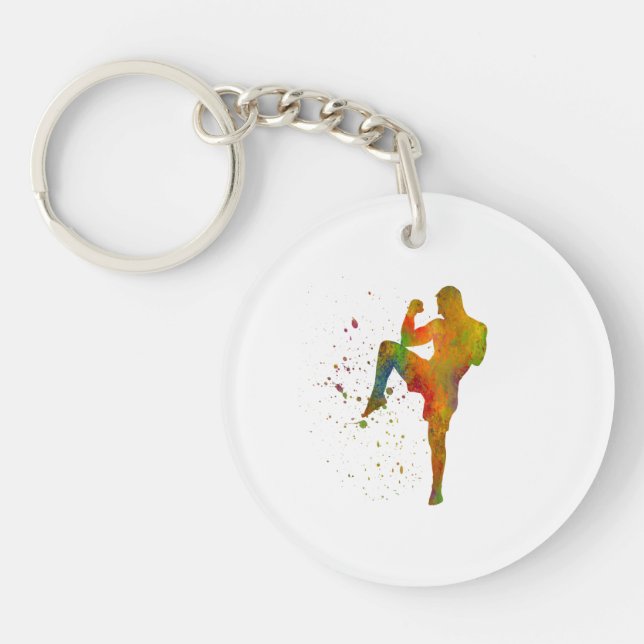 Porte-clefs Taekwondo-karate à l'aquarelle (Devant)