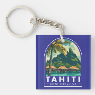 Porte-clefs Tahiti Polynésie française Emblème d'art de voyage