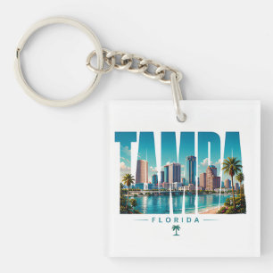 Porte-clefs Tampa Floride Horizon Nom de Ville Voyage Côtier