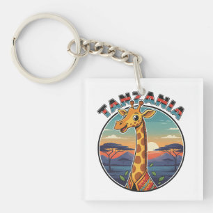 Porte-clefs Tanzanie girafe animal national symbole dessin ani