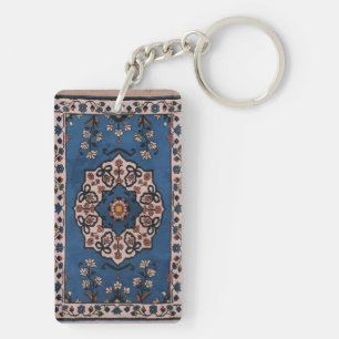 Porte-clefs Tapis, Motif Persan Turc Bleu Oriental