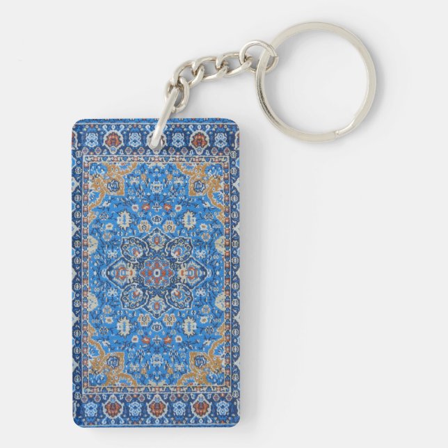 Porte-clefs Tapis persan turc bleu oriental antique (Dos)