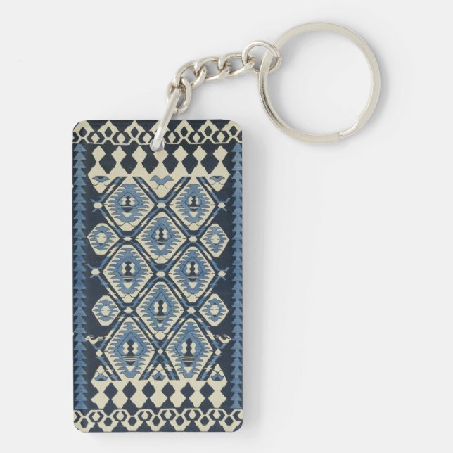 Porte-clefs Tapis persan turc oriental bleu (Dos)