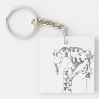 Porte-clefs Tapisseries abstraites en noir et blanc sur mur en