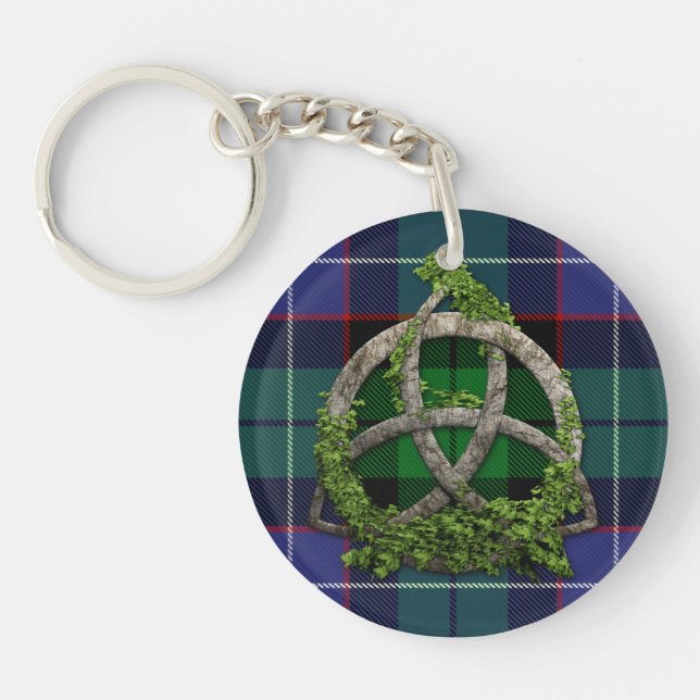 Porte-clefs Tartan de Galbraith et noeud celtique de trinité (Devant)