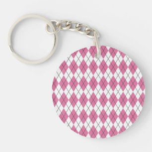 Porte-clefs Tartan des années 70 rose