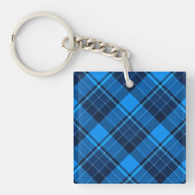 Porte-clefs Tartan noir bleu (Devant)