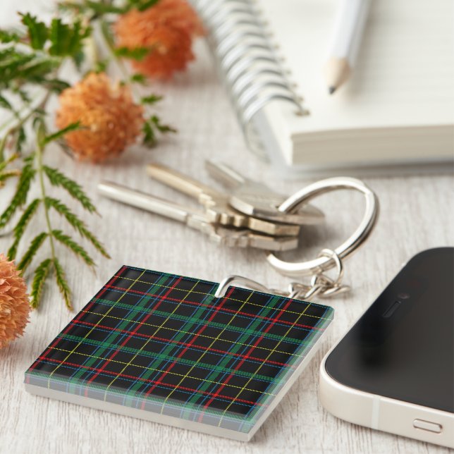 Porte-clefs Tartan plaid motif, vert, (Devant Droit)