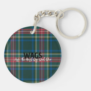 Porte-clefs Tartan Plaid PET NAME Meilleur papa Maman Festive