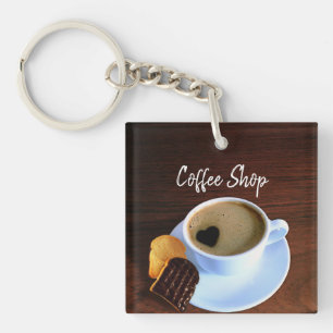 Porte-clefs Tasse de café Cookie Cœur en forme de mousse Café 
