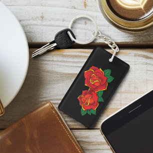 Porte-clefs Tatouage aux roses rouges