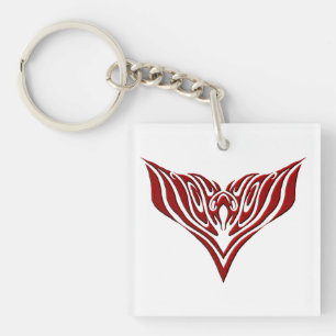 Porte-clefs Tatouage néo-tribal d'oiseau à ailes rouges
