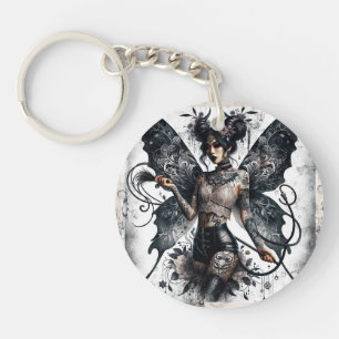 Porte-clefs Tatouages de fée asiatique gothique de beauté somb
