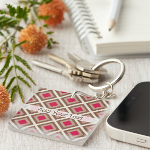 Porte-clefs Taupe, Taupe Légère, Diamants Ikat Rose Chaud STay