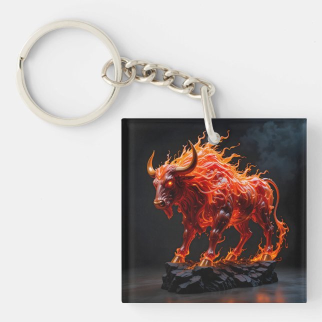 Porte-clefs Taureau de feu mythique (Devant)