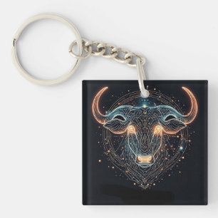 Porte-clefs Taureau Zodiaque Taureau aux Lignes Géométriques L