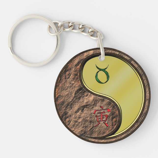 Porte-clefs Taurus et tigre métallique (Devant)