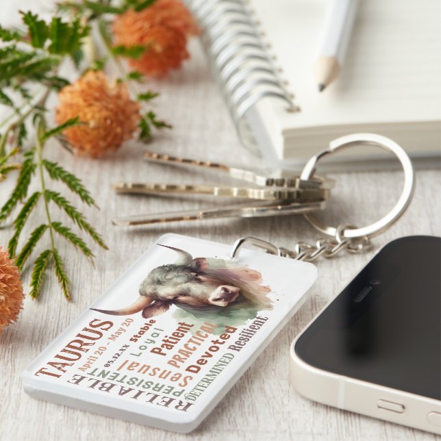 Porte-clefs Taurus the Bull Traits SIGNE Zodiaque Date de nais (Devant droit)