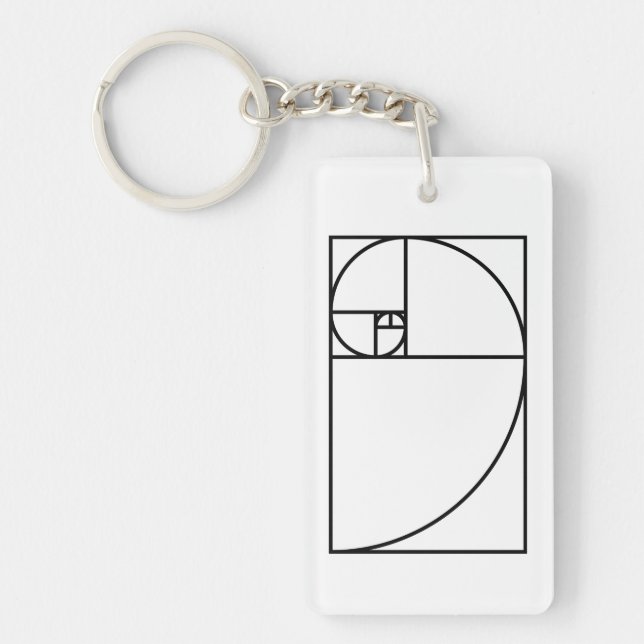 Porte-clefs Taux d'or de Fibonacci - art mathématique unique (Devant)