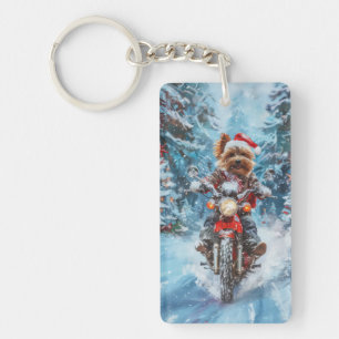 Porte-clefs Tchiens de Biewer Terrier à moto Noël