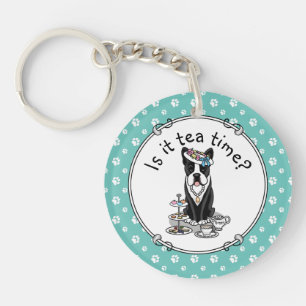 Porte-clefs Tea Party Boston Terrier Dog (noir) mignonne