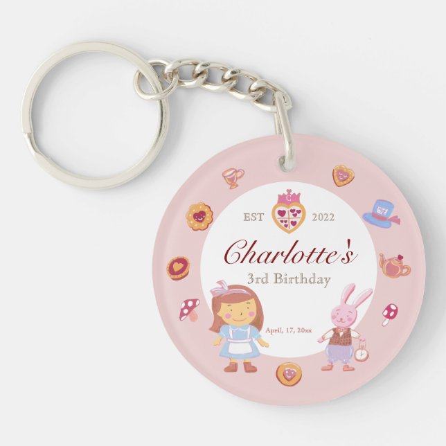 Porte-clefs Tea Party rose de Cute Alice Photo d'anniversaire (Devant)