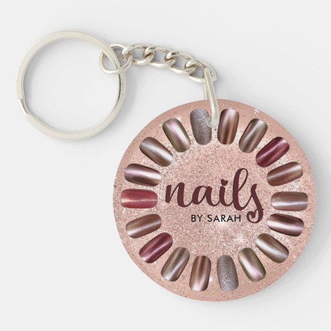 Porte-clefs Technicien de clou Rose Gold Personnalisé (Devant)