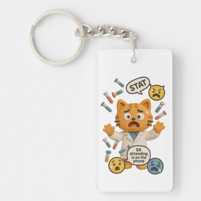 Porte-clefs Technicien de Labo Clinique Chat Exécutant Tant de (Devant)