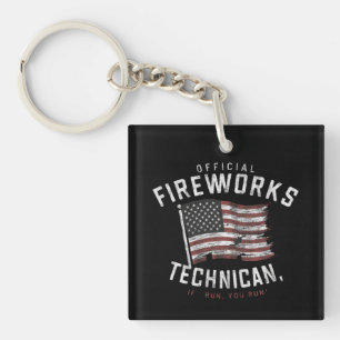Porte-clefs Technicien officiel de feux d'artifice Si je cours
