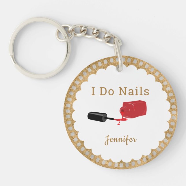 Porte-clefs Technique d'ongle personnalisée Rouge polonais (Devant)